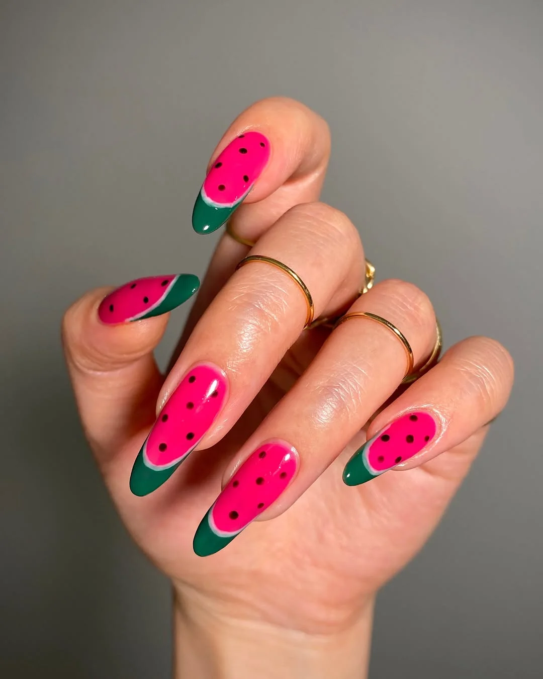 24 summer nails watermelon 2026 Juicy Watermelon French Tips With a Playful Twist