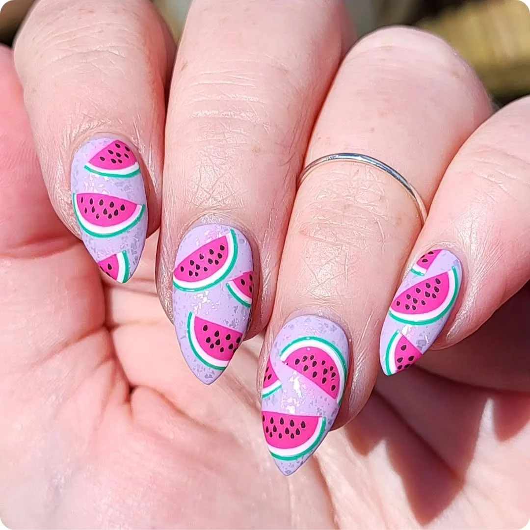 24 summer nails watermelon 2026 Lavender Watermelon Nails That Feel Fresh for Spring and Summer