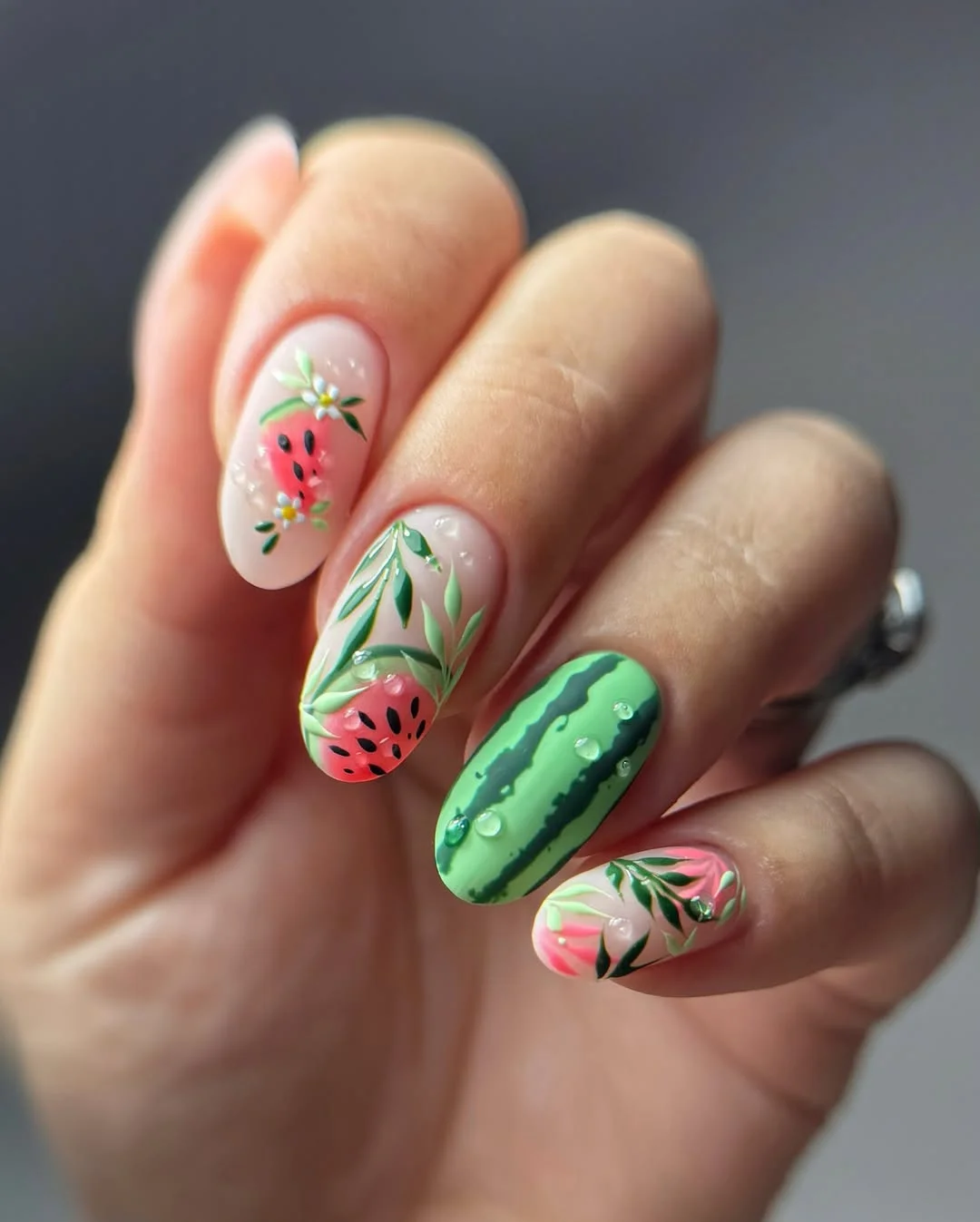 24 summer nails watermelon 2026 Botanical Watermelon Nails Inspired by Garden Mornings