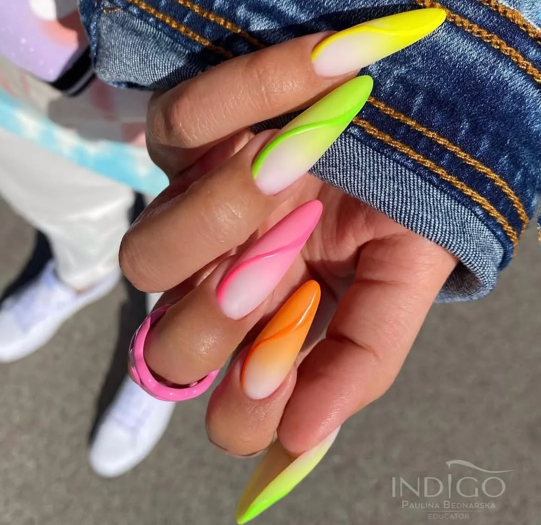 22 summer ombre nails 2026 neon flame ombre for bold summer energy