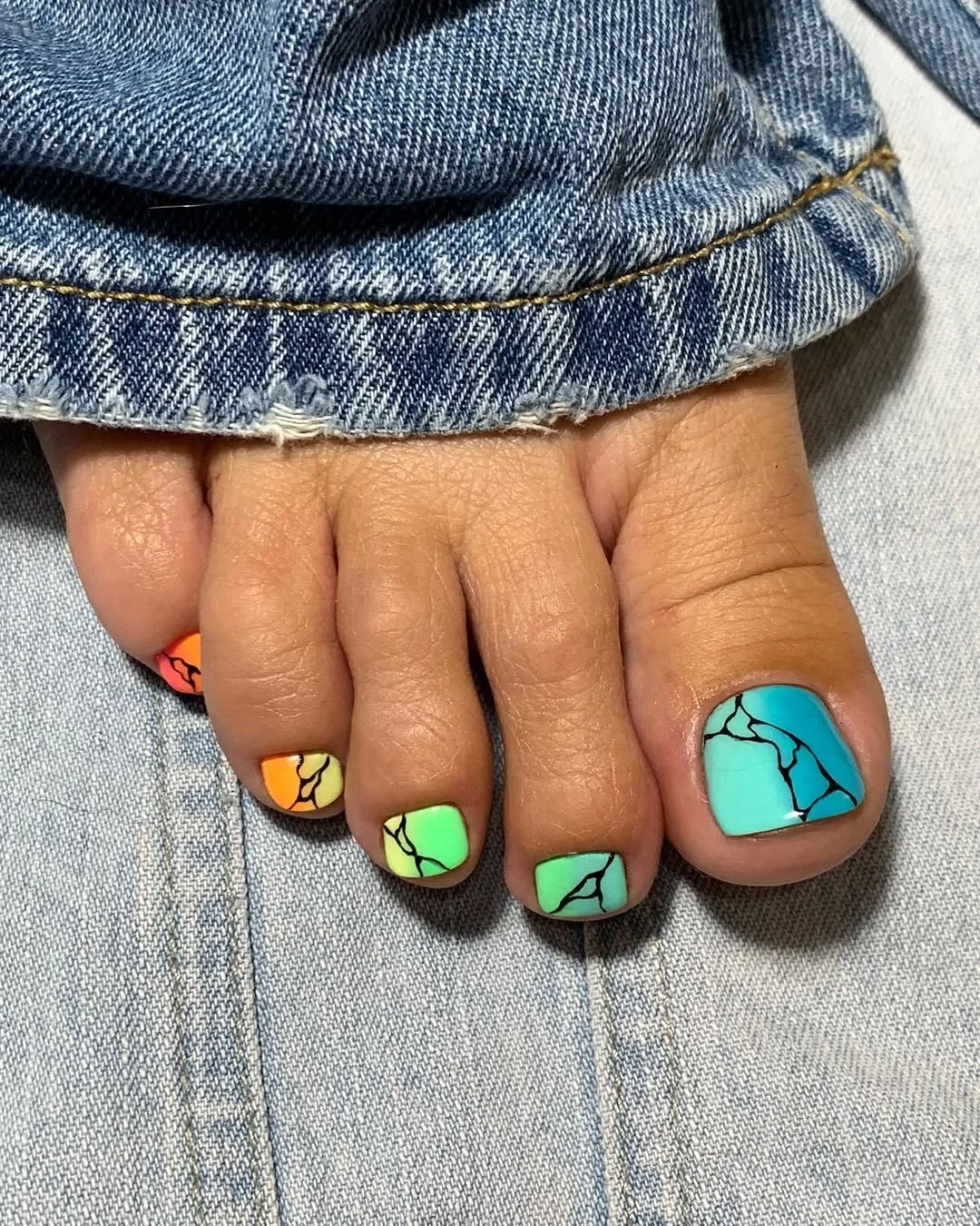 summer pedicure colors 2026 Abstract Color Block Pedicure With Playful Retro Summer Vibes