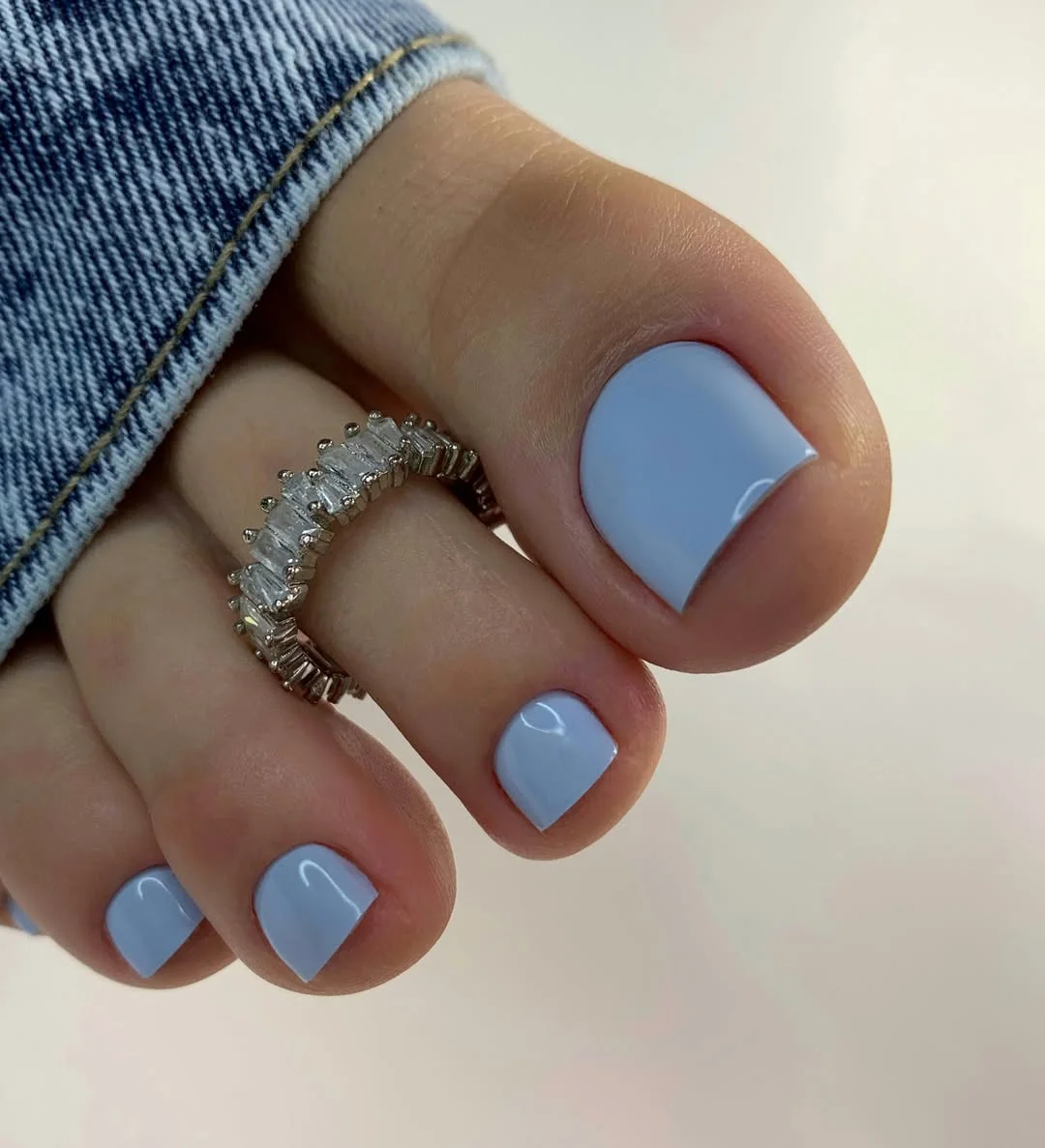 summer pedicure colors 2026 Milky Baby Blue Pedicure With Quiet Luxury Energy