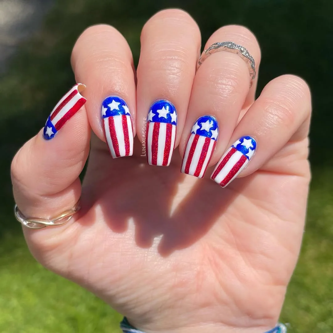 23 usa nails 2026 Classic Star Spangled Stripe Nails That Never Go Out Of Style