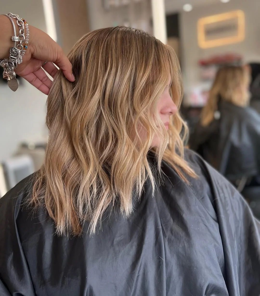 23 warm summer honey blonde hair color 2026 Soft Sandy Honey Lob With Lived In Texture
