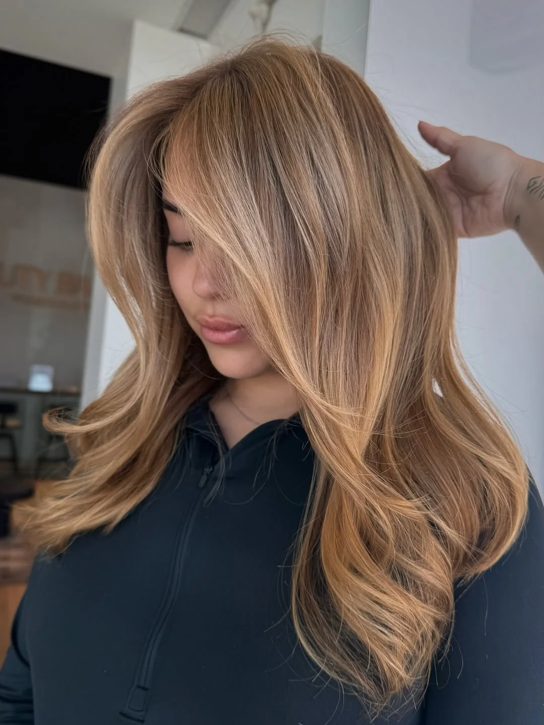 23 warm summer honey blonde hair color 2026 Honey Beige Blowout With Face Framing Volume