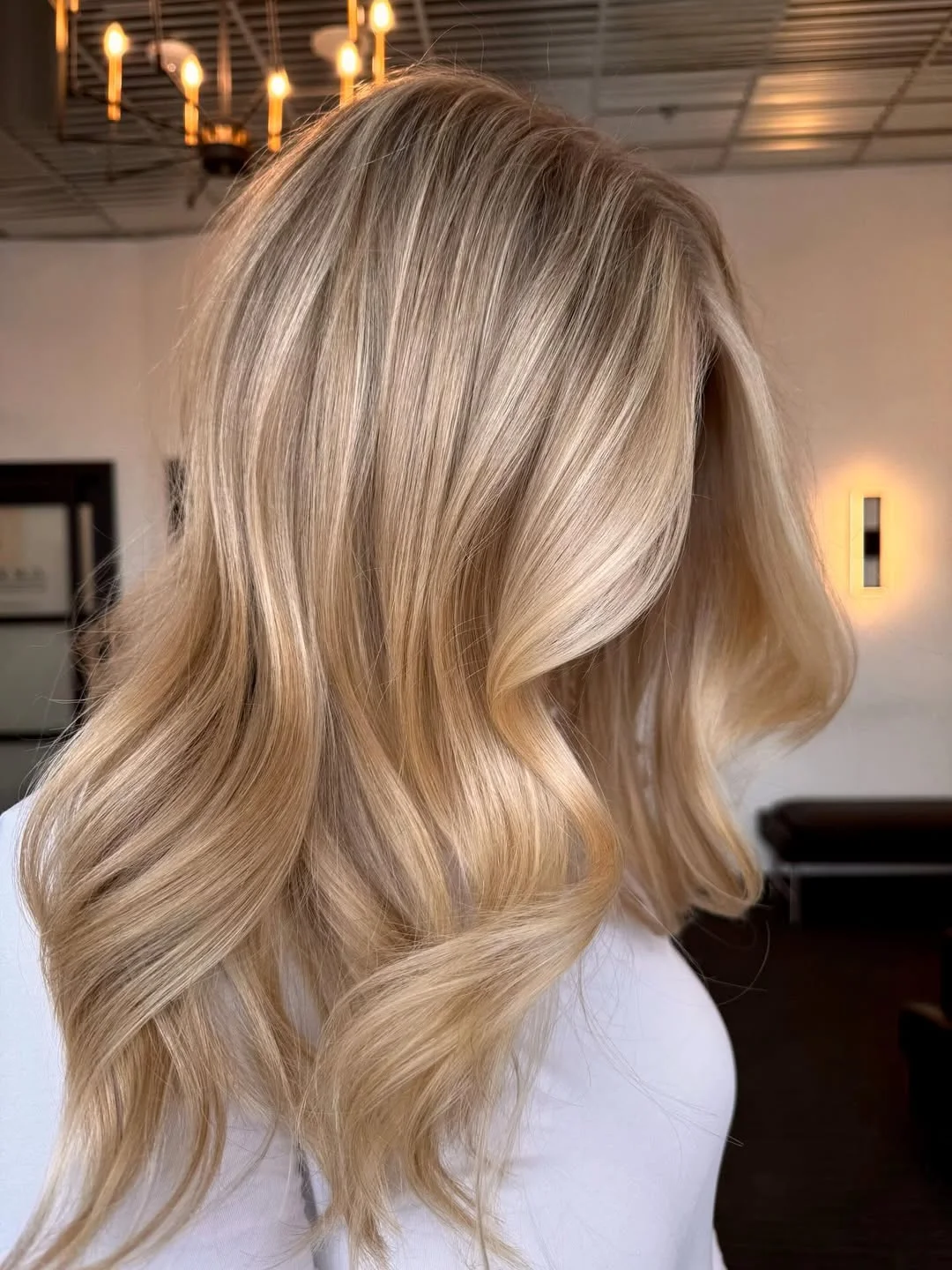23 warm summer honey blonde hair color 2026 Champagne Honey Lengths With Melted Beige Dimension