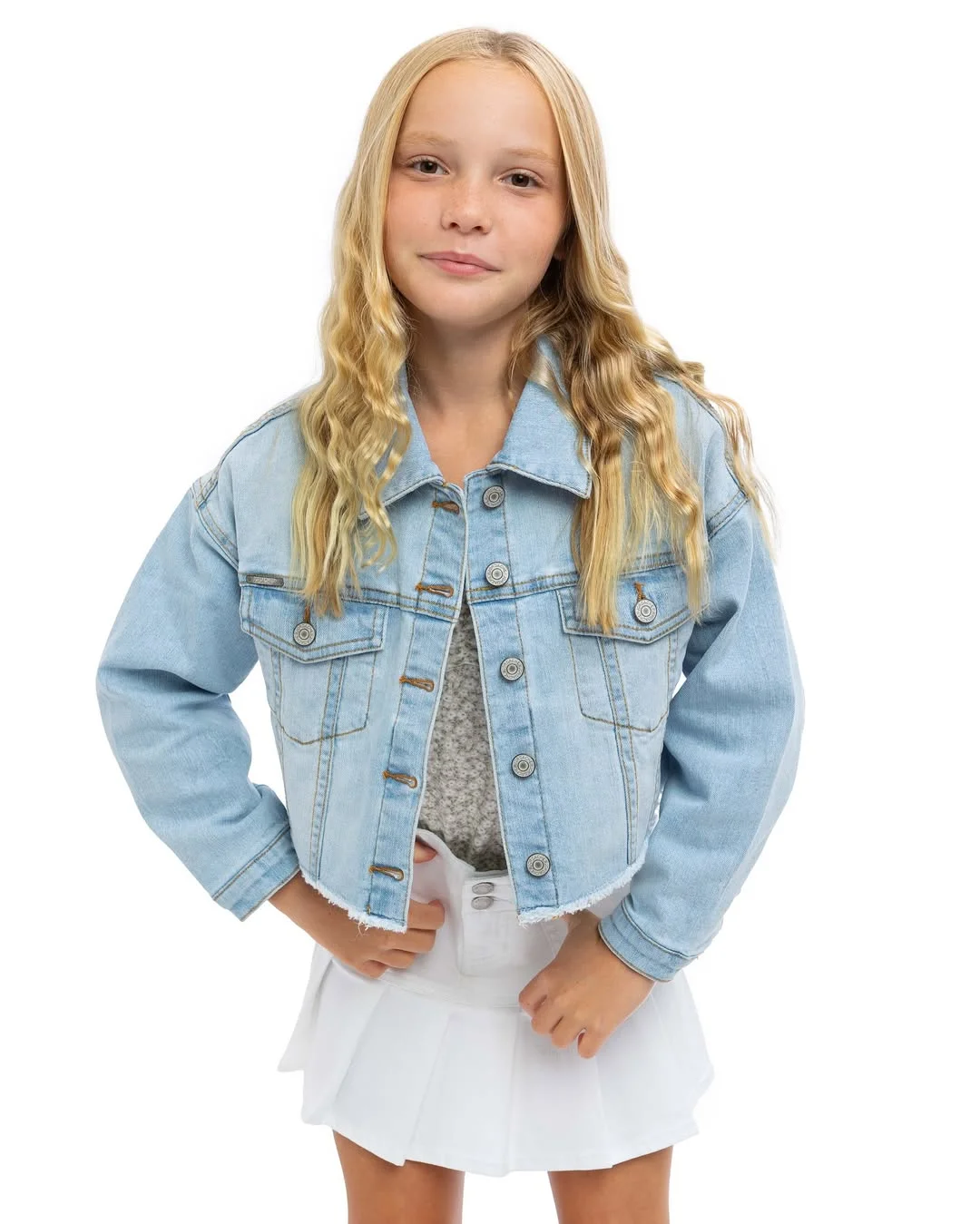 18 back to school outfits 2026 Denim Jacket and White Skirt for Middle School Style