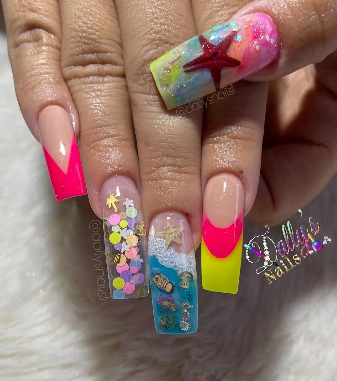 23 bright summer nails 2026 Tropical Aquarium Nails With Vacation Inspired Details