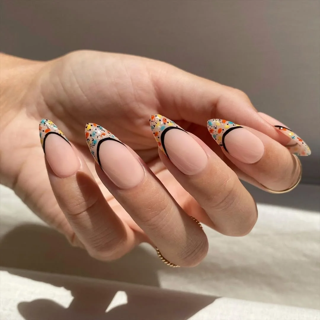23 bright summer nails 2026 Confetti French Tips With a Modern Twist