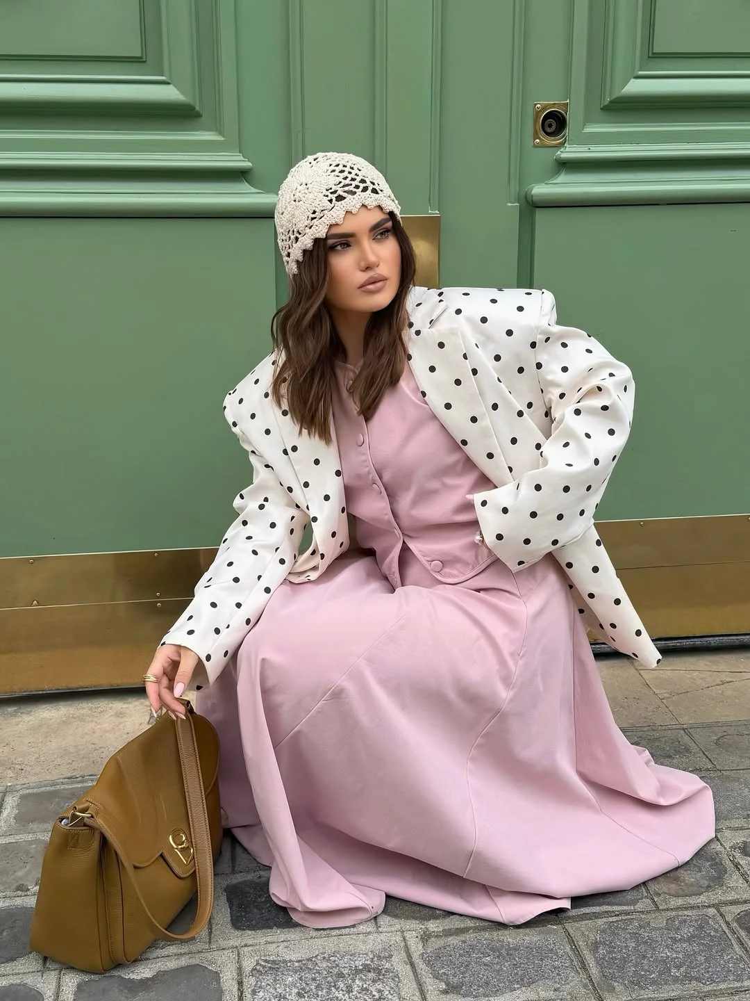 21 cute fall blazer outfits 2026 Romantic Polka Dot Blazer With Soft Pink Elegance