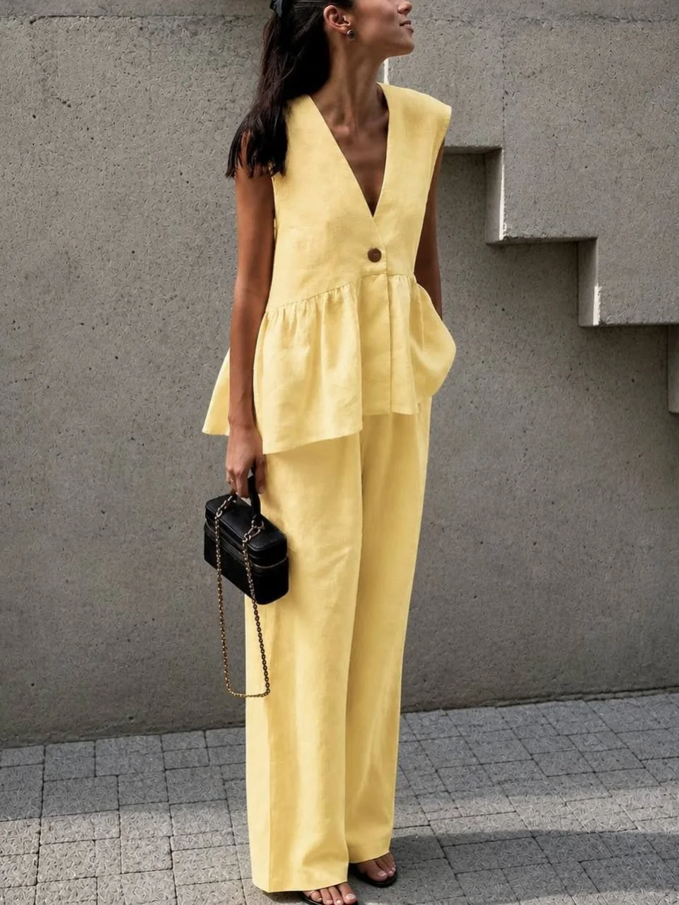 20 Early summer outfits 2026 Butter Yellow Linen Set for Sophisticated Summer Days
