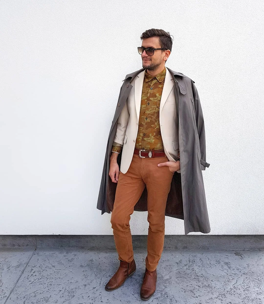 22 Fall outfits ideas for men 2026 Earth Tone Tailoring With Contemporary Edge