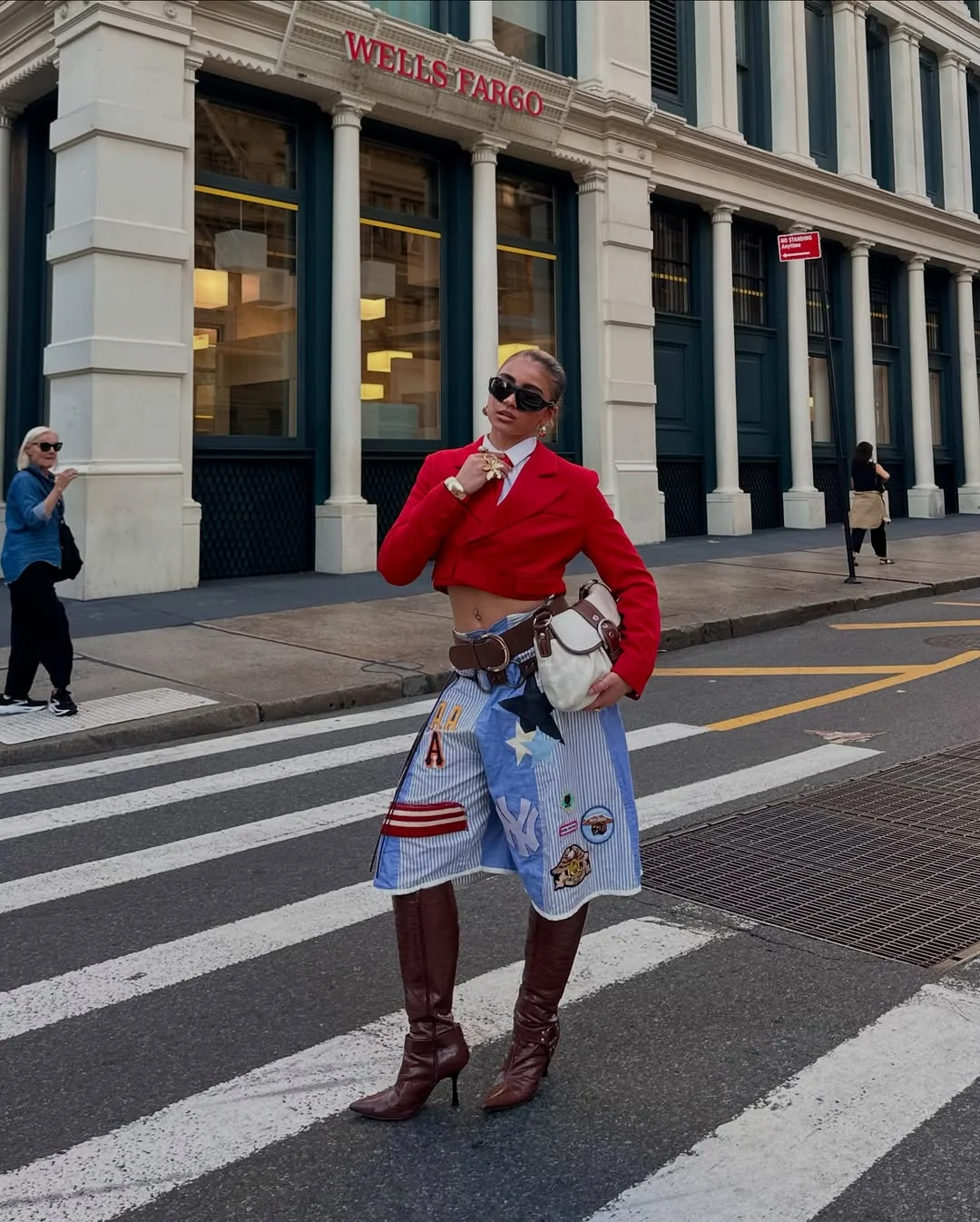 18 fall streetwear outfits NYC 2026 Statement Red Blazer With Editorial Street Glamour