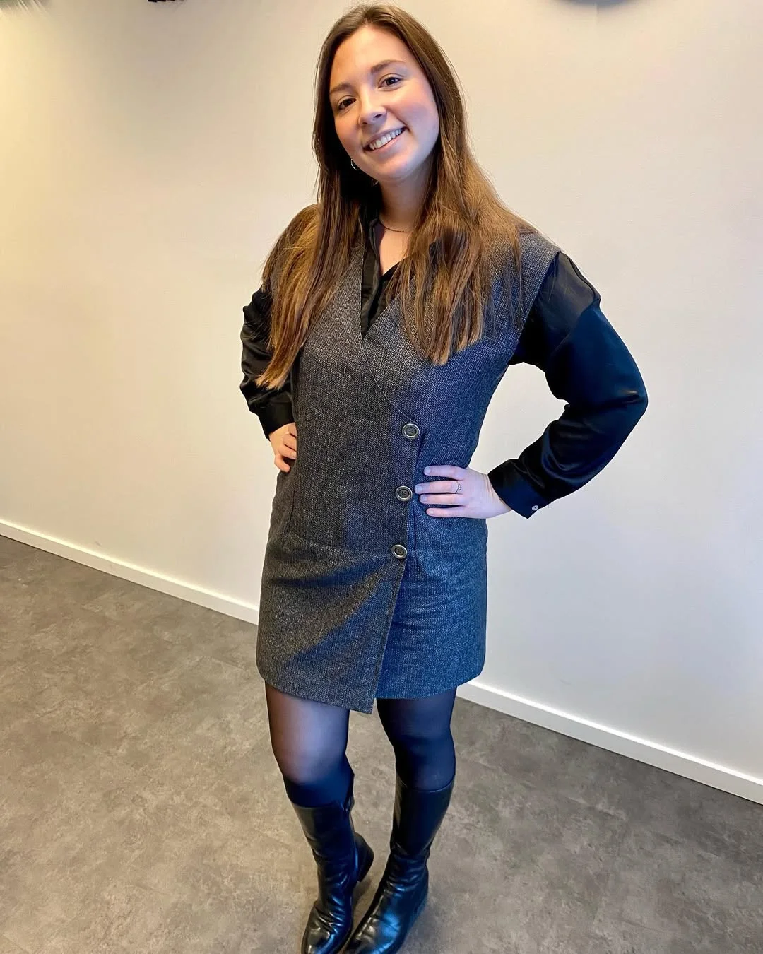 21 fall work outfits 2026 Layered Sweater Dress Styling for Cooler Office Mornings