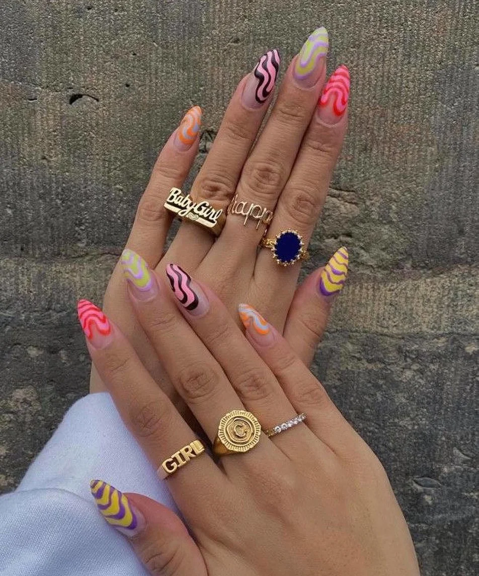 21 funky summer nails 2026 Pastel Swirl Nails Inspired By Retro Summer Days