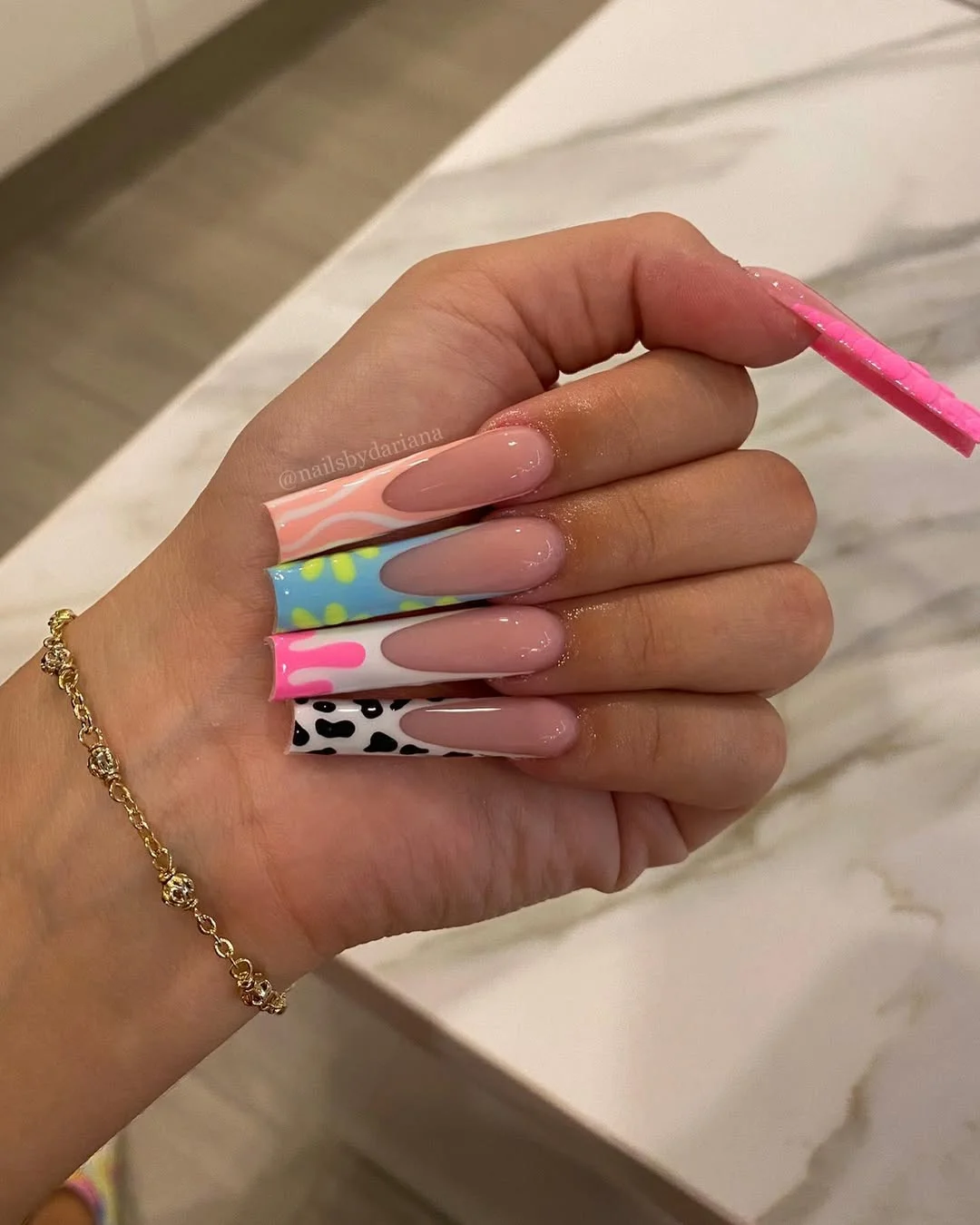 21 funky summer nails 2026 Mixed Pattern Coffin Nails For Maximum Creativity