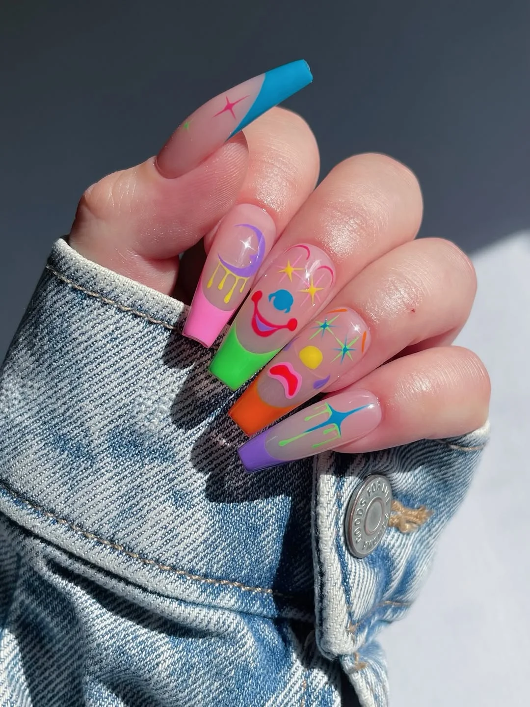 21 funky summer nails 2026 Cosmic Neon Nails With Futuristic Pop Art Energy