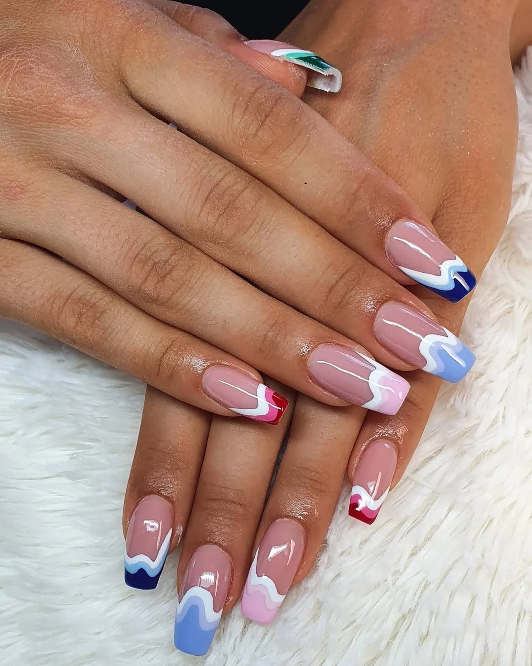 21 funky summer nails 2026 Ocean Wave French Tips With Soft Modern Movement