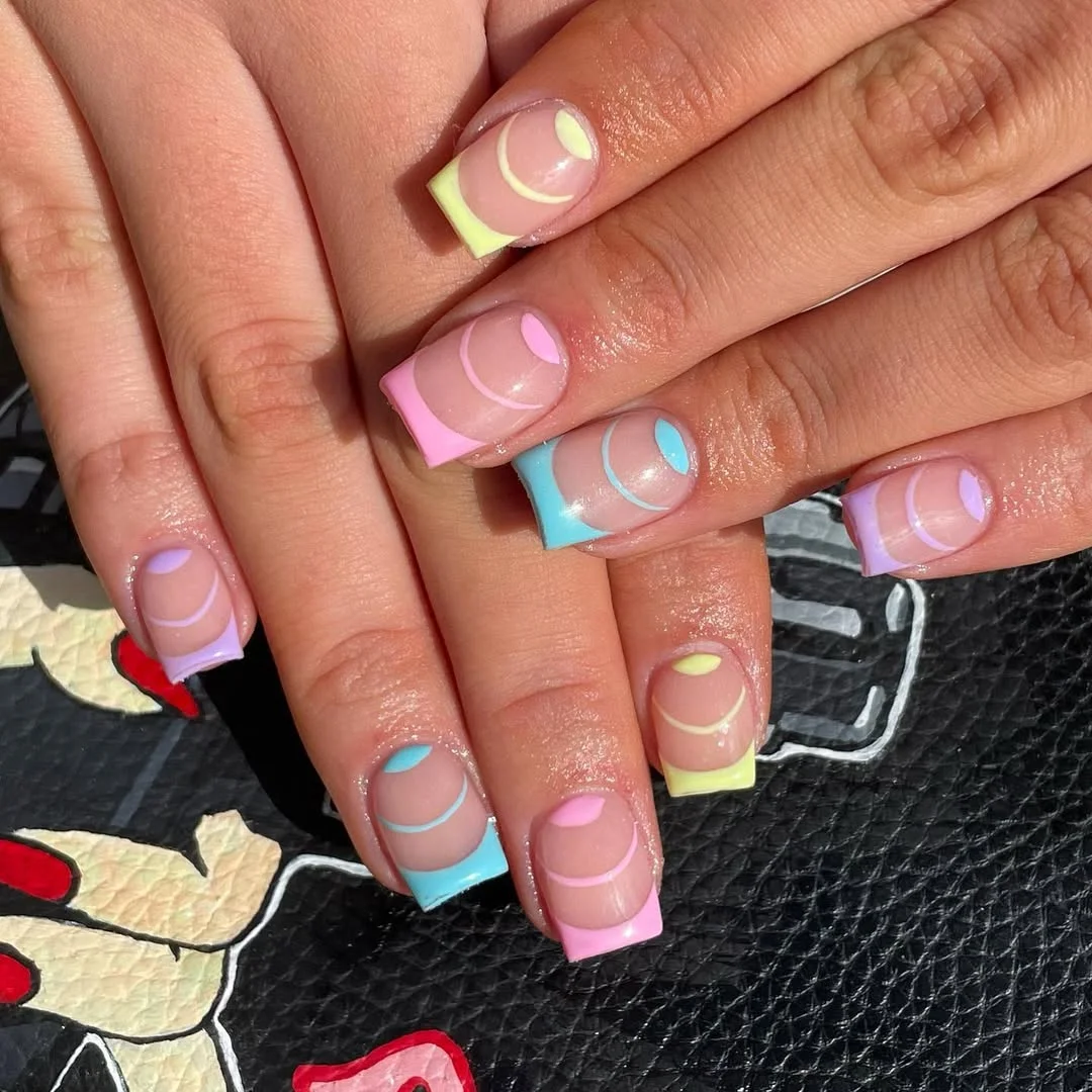 21 funky summer nails 2026 Pastel Lunar French Tips For A Dreamy Summer Finish
