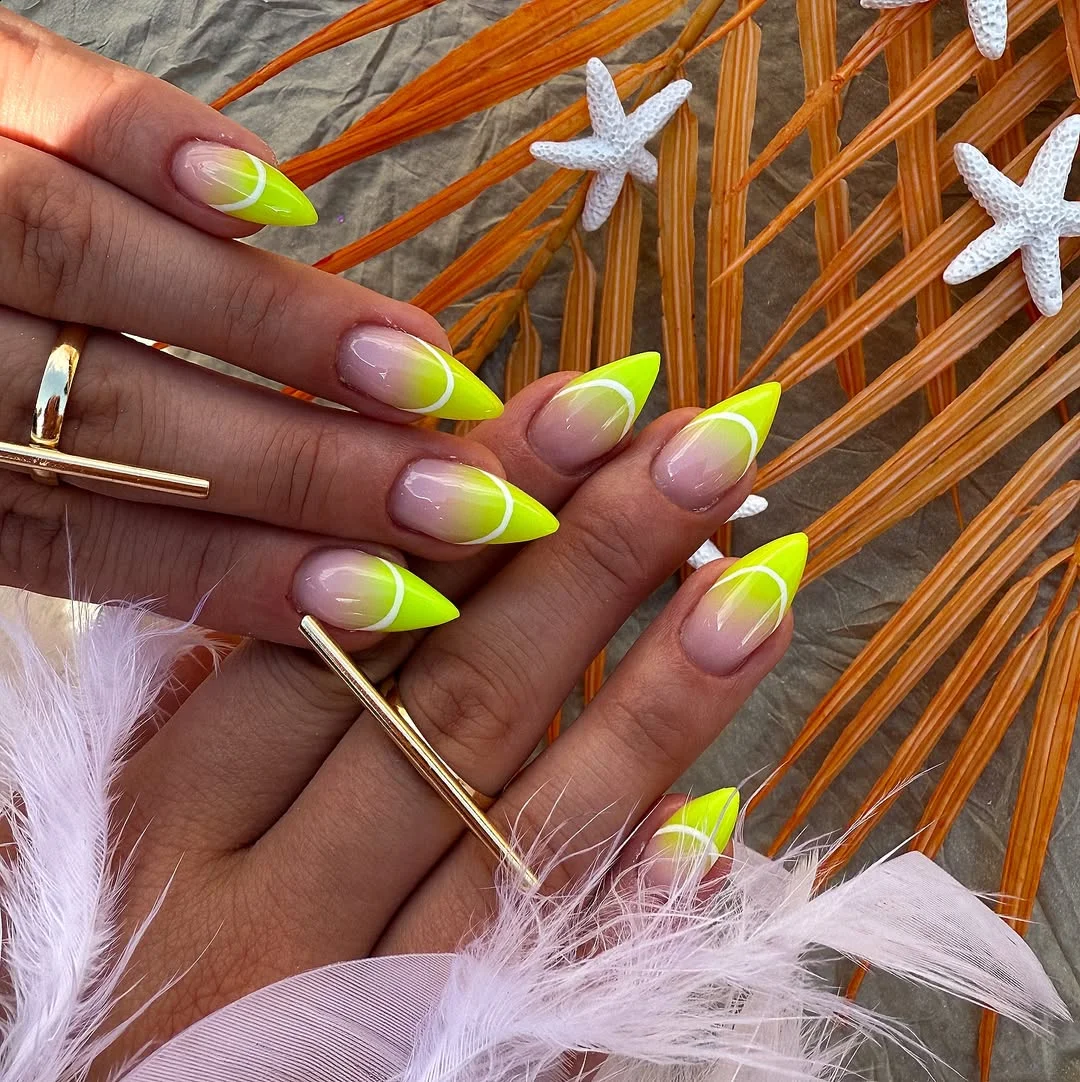 20 July Nail Colours Ideas 2026 Neon Lime French Tip Revival