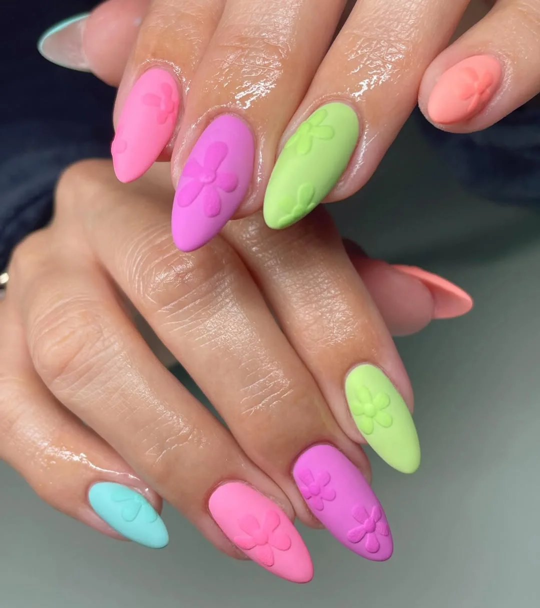 23 July nails design ideas 2026 Pastel Matte Flower Power Nails