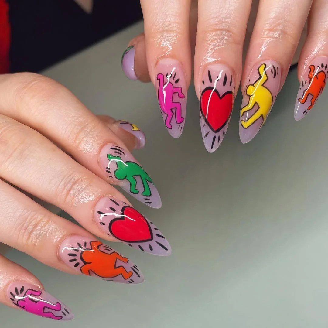 23 July nails design ideas 2026 Pop Art Heart Nails Inspired By Street Art