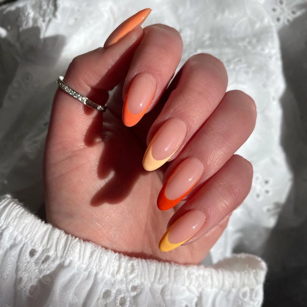 20 June manicure ideas 2026 Citrus French Tips for Bright June Days
