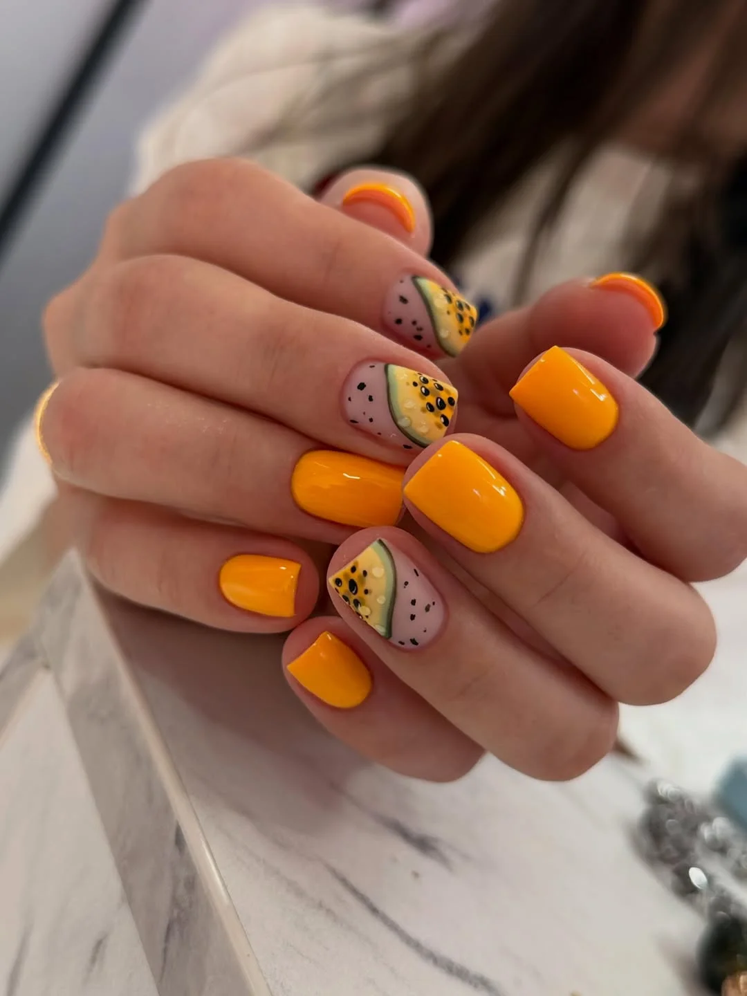 20 June manicure ideas 2026 Tropical Papaya Nail Art for Bright Summer Days