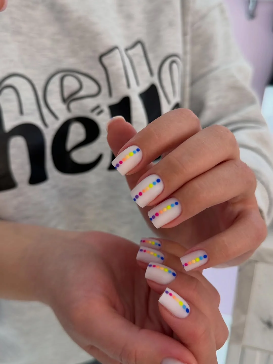 20 June manicure ideas 2026 Rainbow Dot Minimalist Nails for Everyday Summer Style