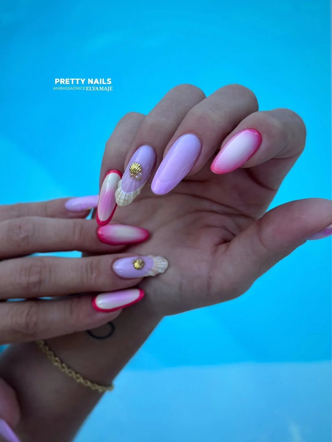 20 June manicure ideas 2026 Pink Seashell Glamour with Coastal Details