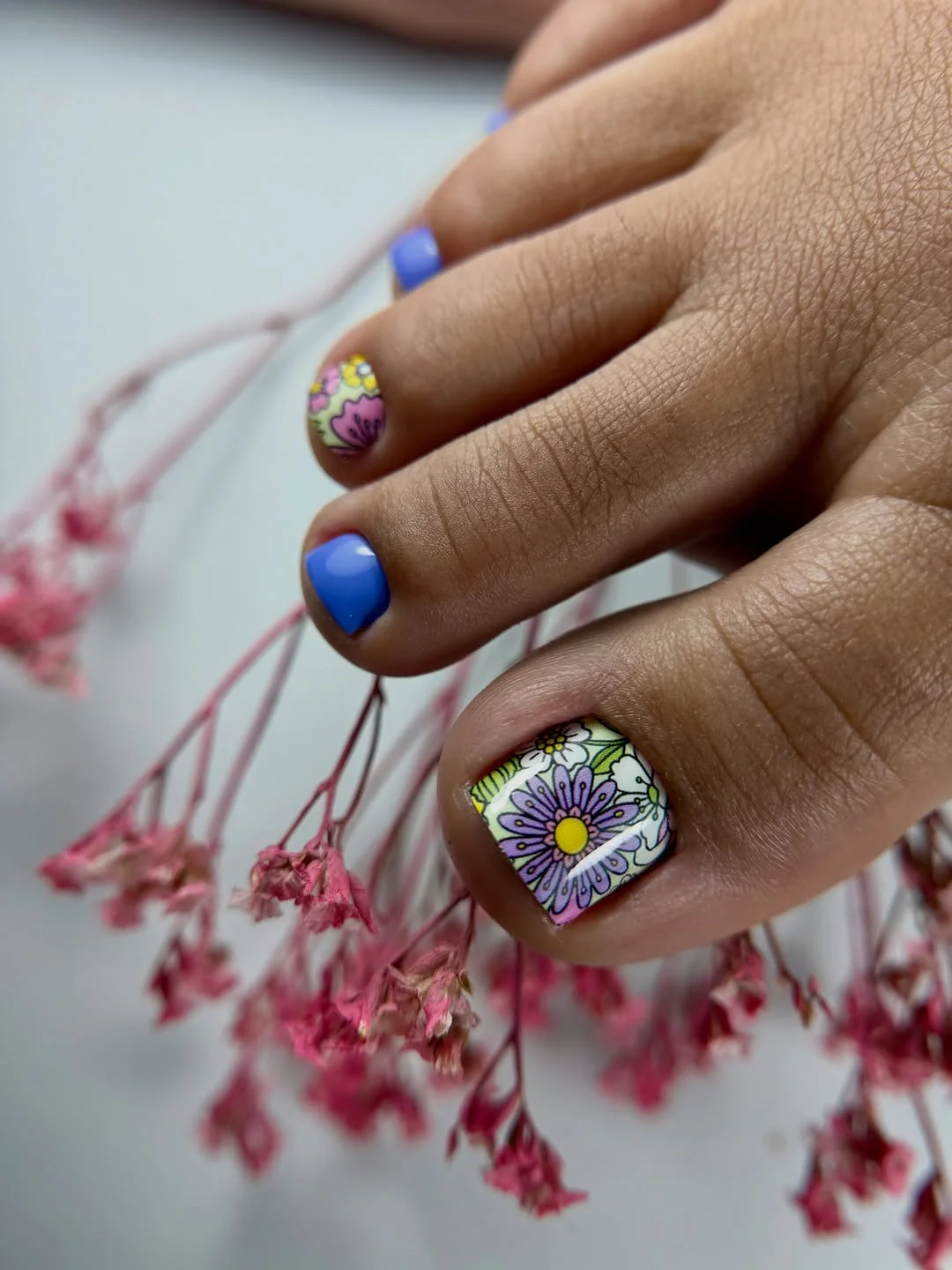 19 June pedicure ideas 2026 Blue Floral Pedicure Inspired by Garden Mornings