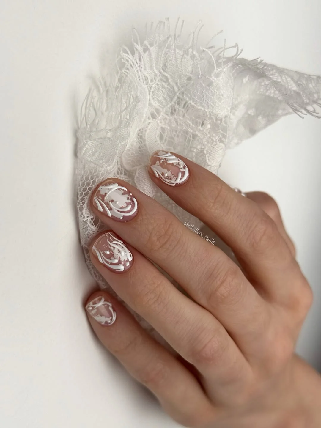 21 light summer nails 2026 Delicate White Lace Nails With Romantic Sheer Details
