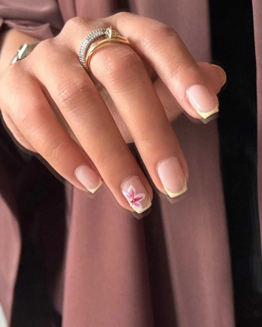 21 plain summer nails 2026 Soft Floral French Nails With A Romantic Summer Touch