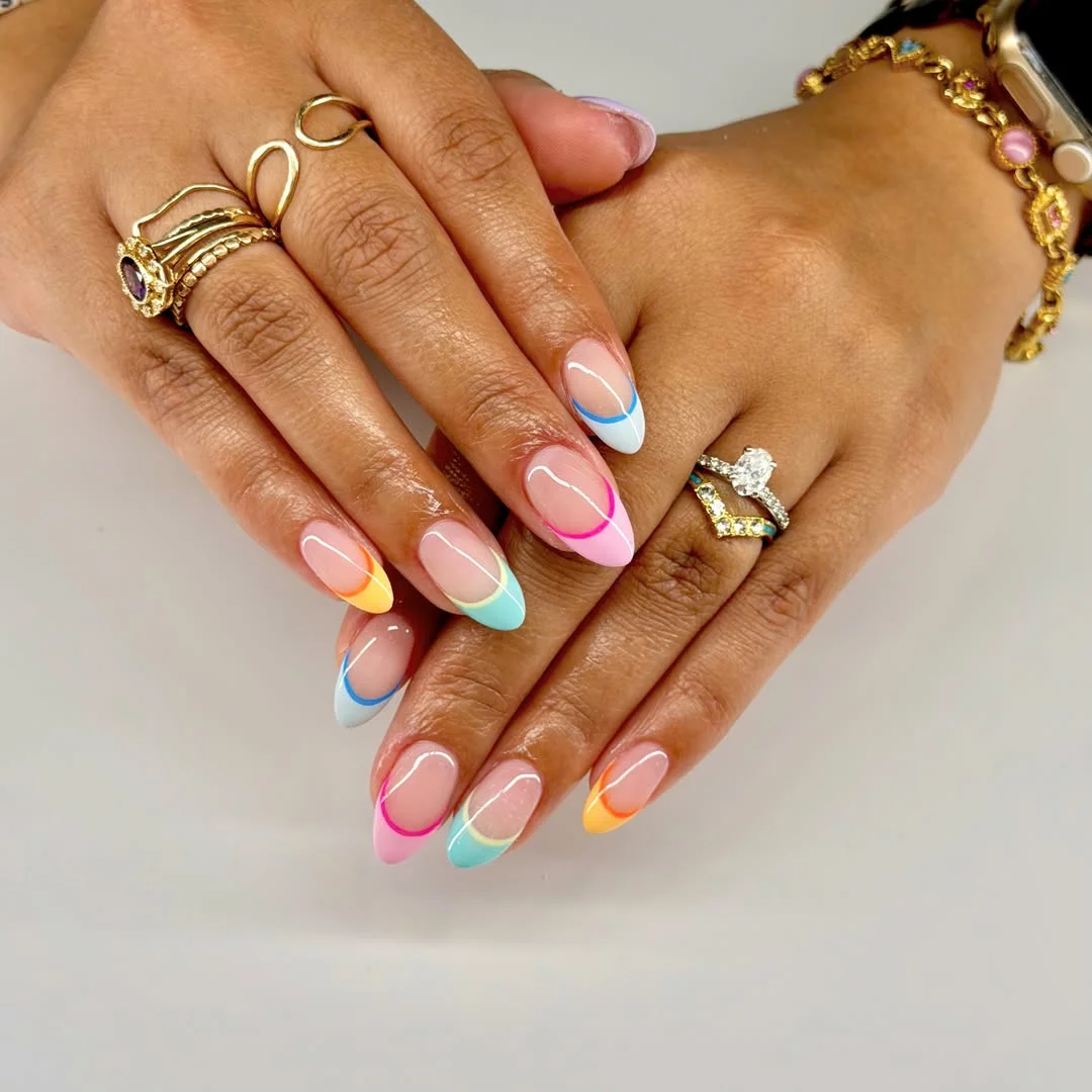 21 plain summer nails 2026 Rainbow Outline French Tips For A Playful Summer Mood