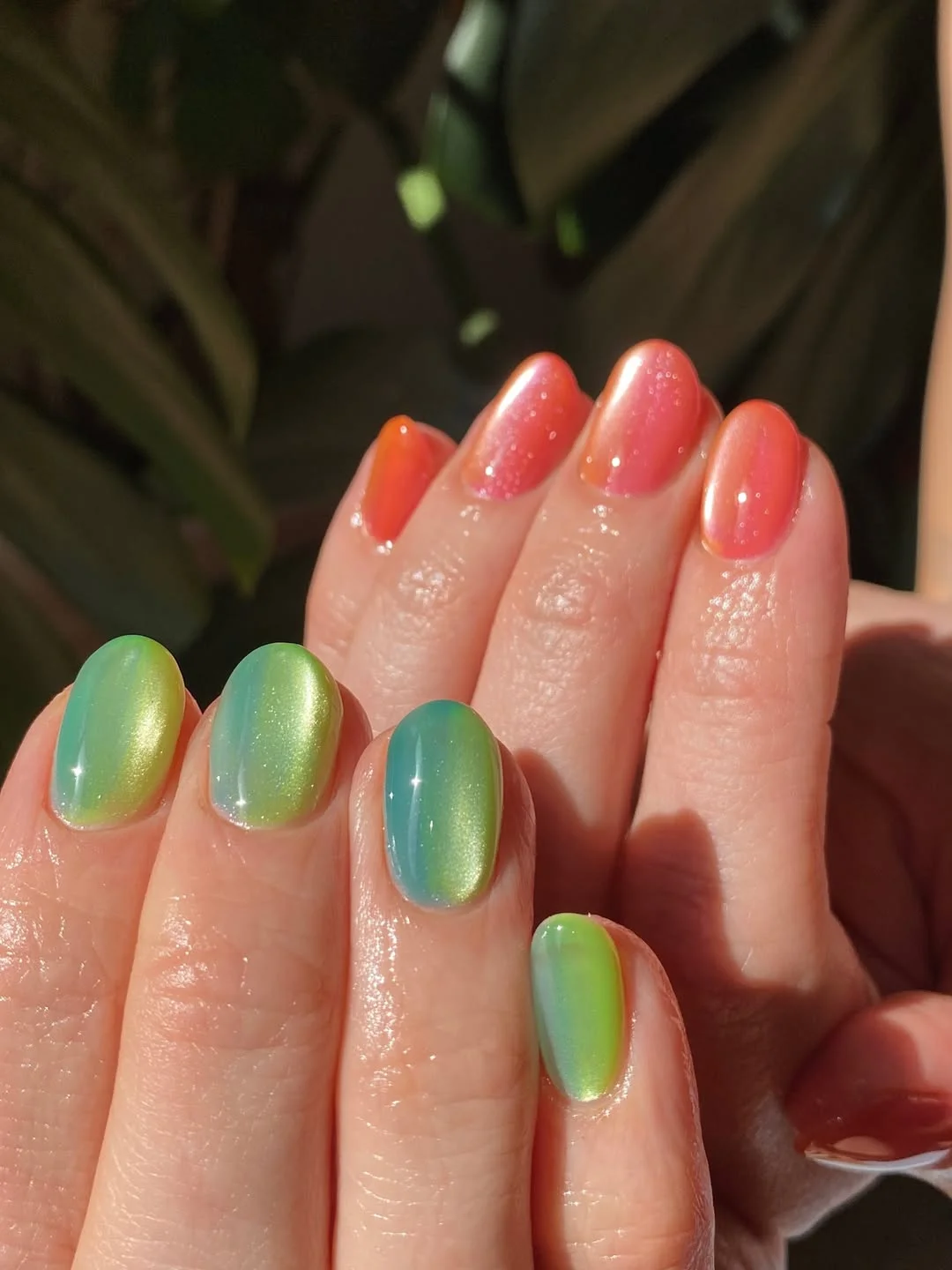 21 plain summer nails 2026 Mermaid Aura Nails In Tropical Sunset Shades