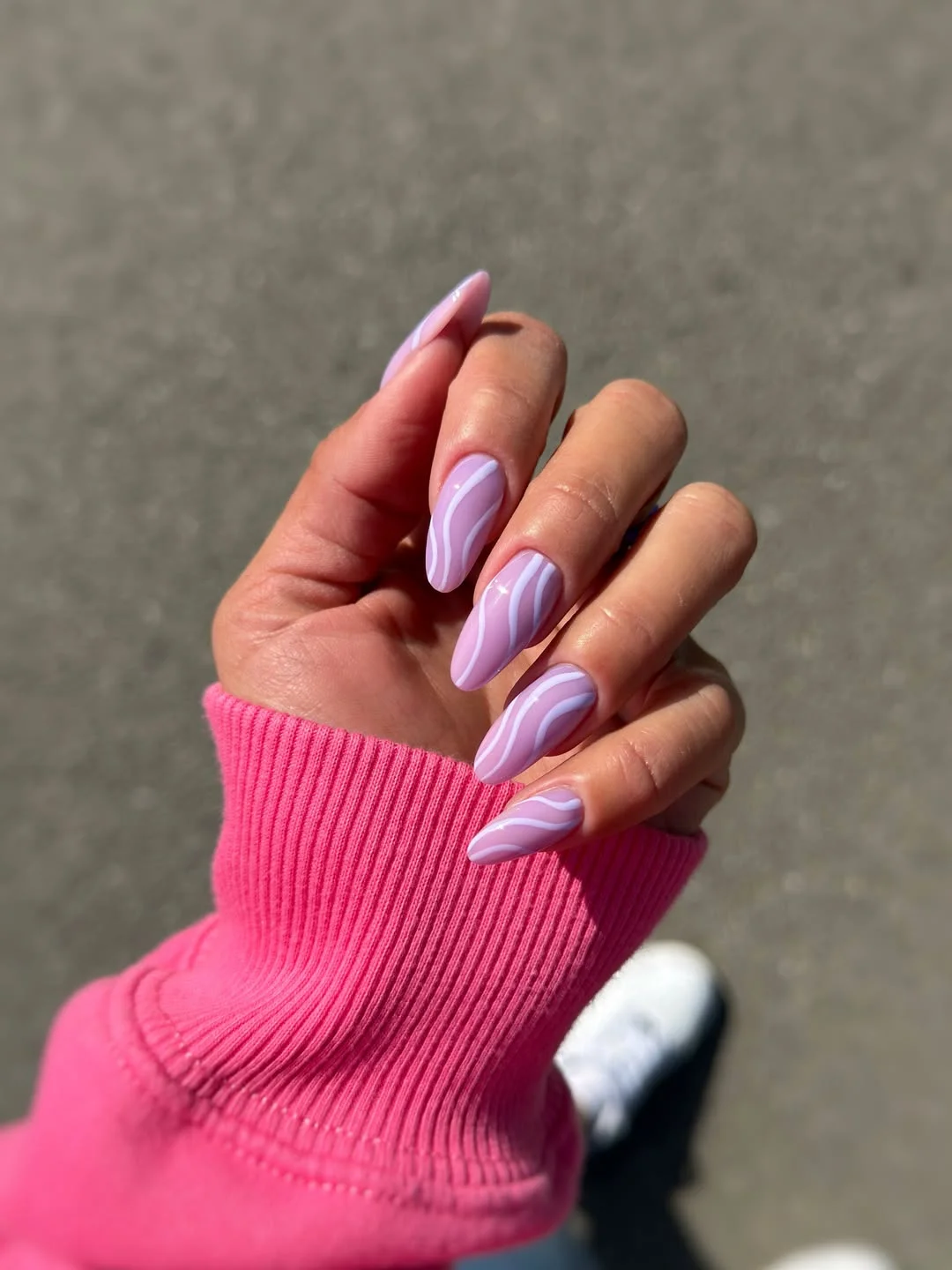 21 plain summer nails 2026 Lavender Swirl Nails With Modern Minimalist Charm