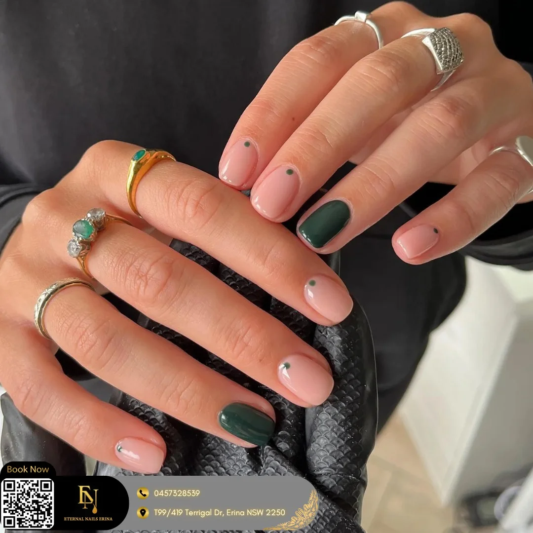 21 plain summer nails 2026 Minimal Green Dot Nails For A Modern Look