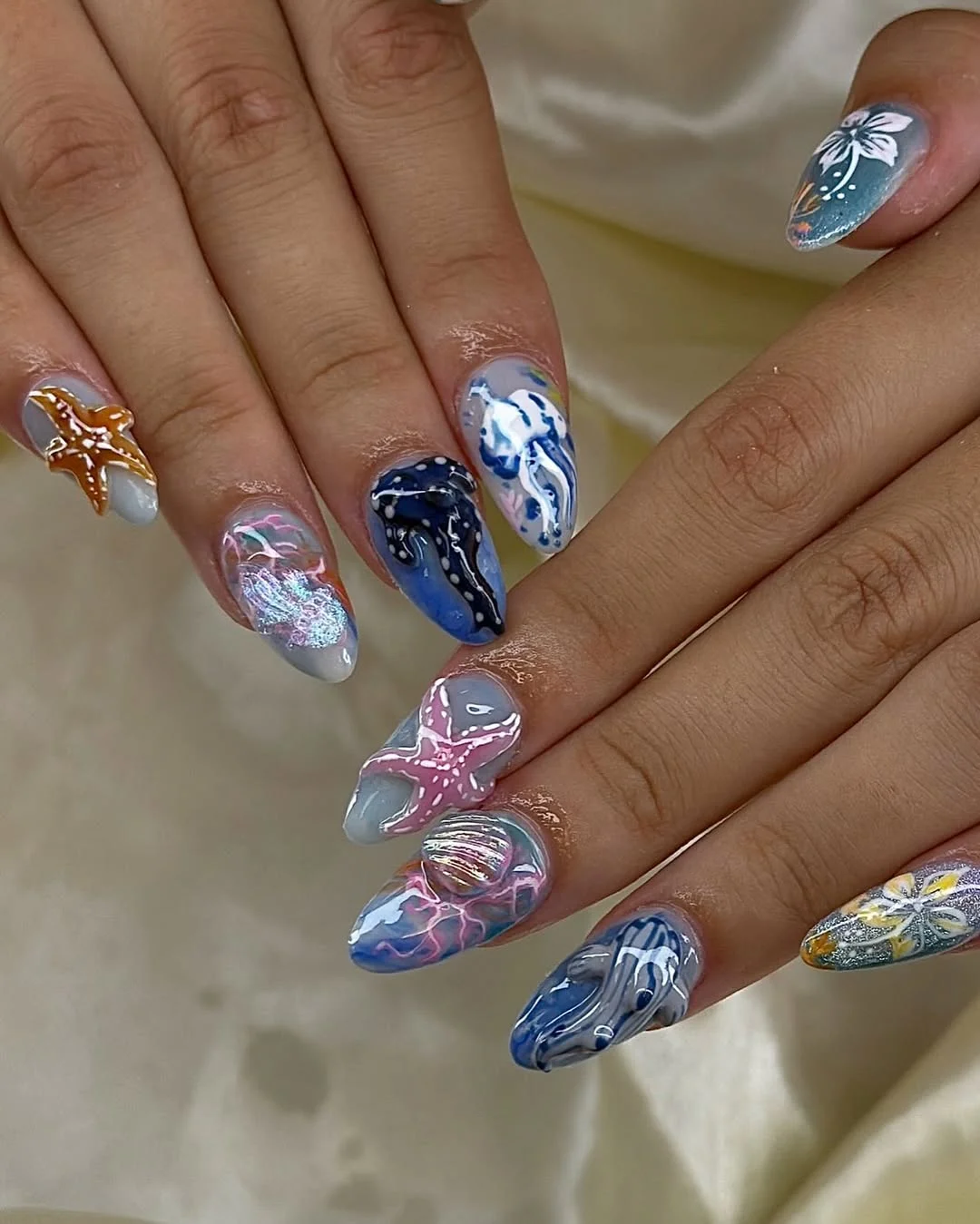 24 starfish summer nails 2026 Ocean Fantasy Art With Starfish Jellyfish and Sea Life Motifs