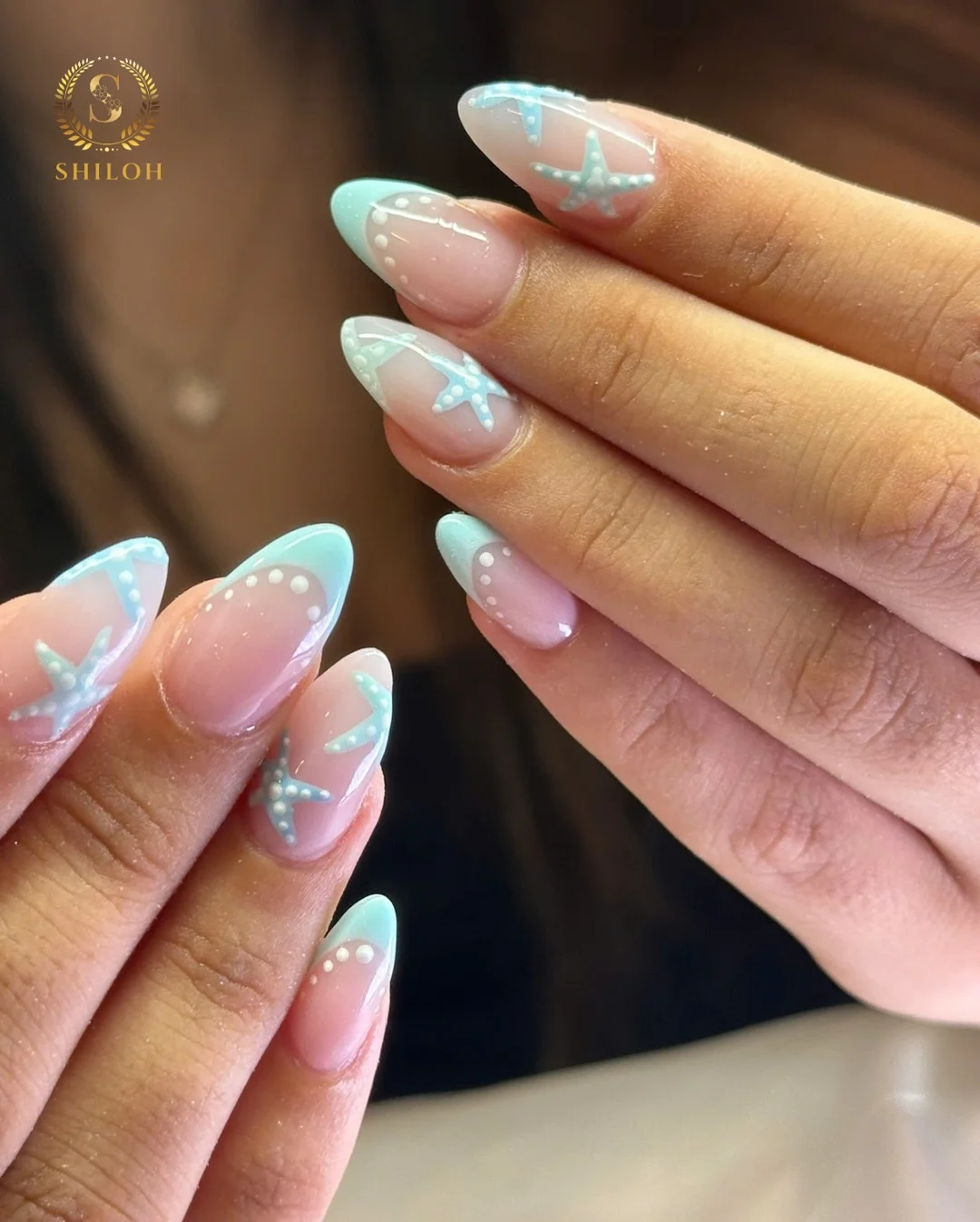 24 starfish summer nails 2026 Blue Starfish French Tip Nails With Coastal Elegance