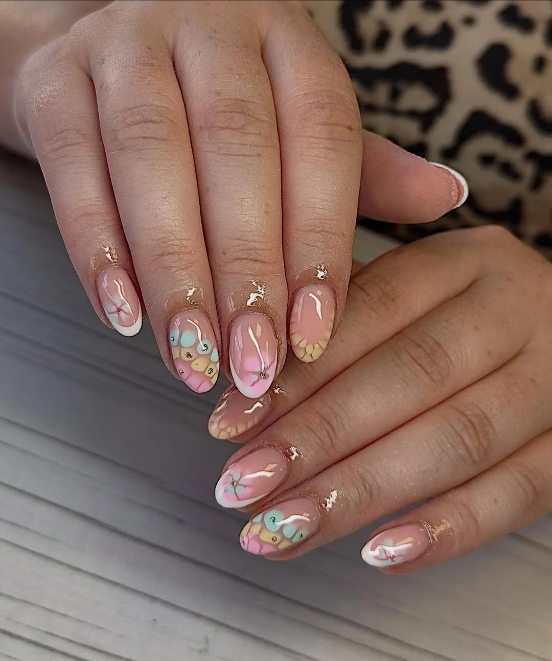 21 summer oval nails 2026 Pastel Garden French Nails With Artistic Floral Accents