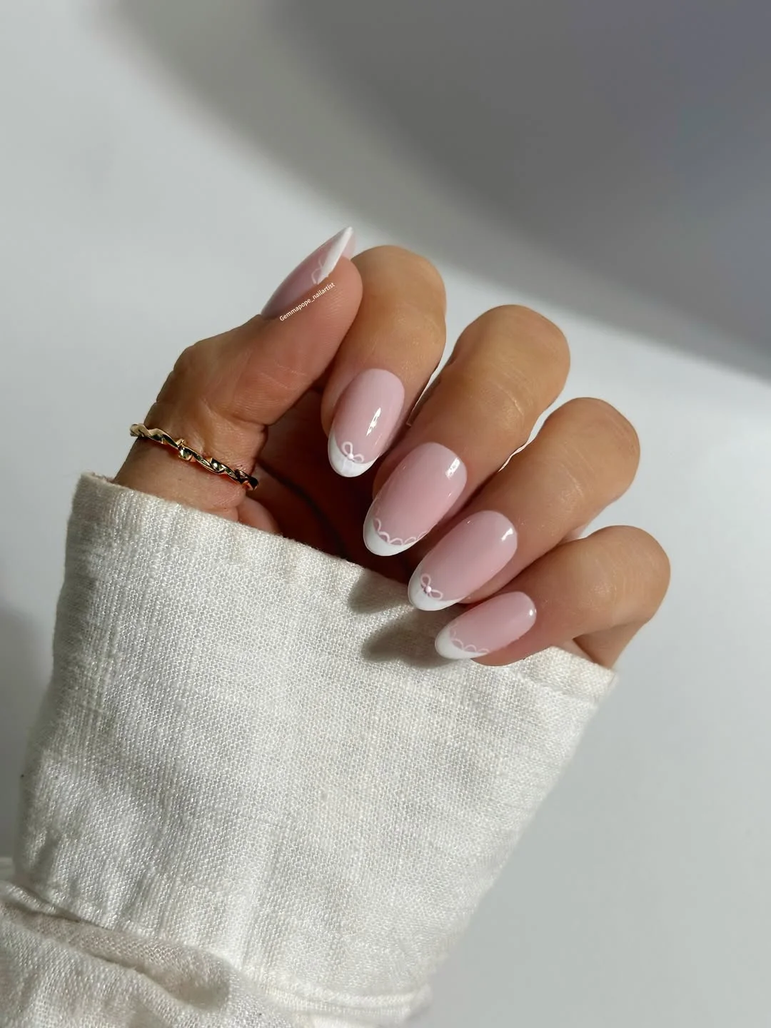 21 summer oval nails 2026 Soft Pink French Nails With Delicate Lace Details