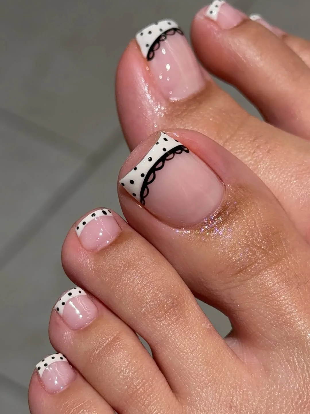 summer pedicure nail art 2026 Polka Dot French Pedicure With Vintage Charm
