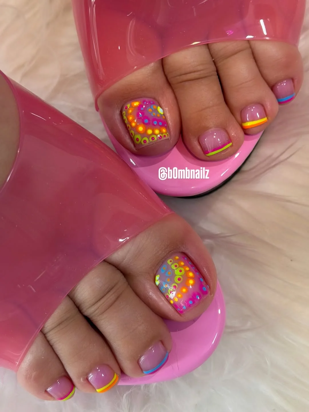 summer pedicure nail art 2026 Retro Neon Pop Pedicure Inspired By Festival Season