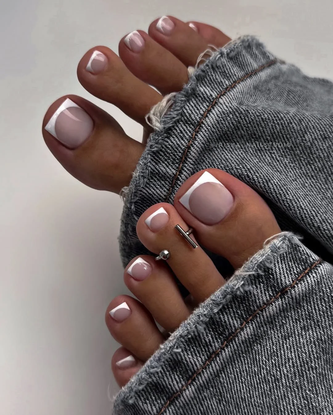 19 summer white french toes 2026 Geometric White French Toes with Architectural Lines
