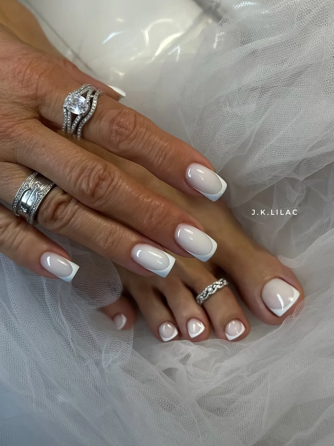 19 summer white french toes 2026 Coordinated White French Mani and Pedi for a Timeless Summer Look